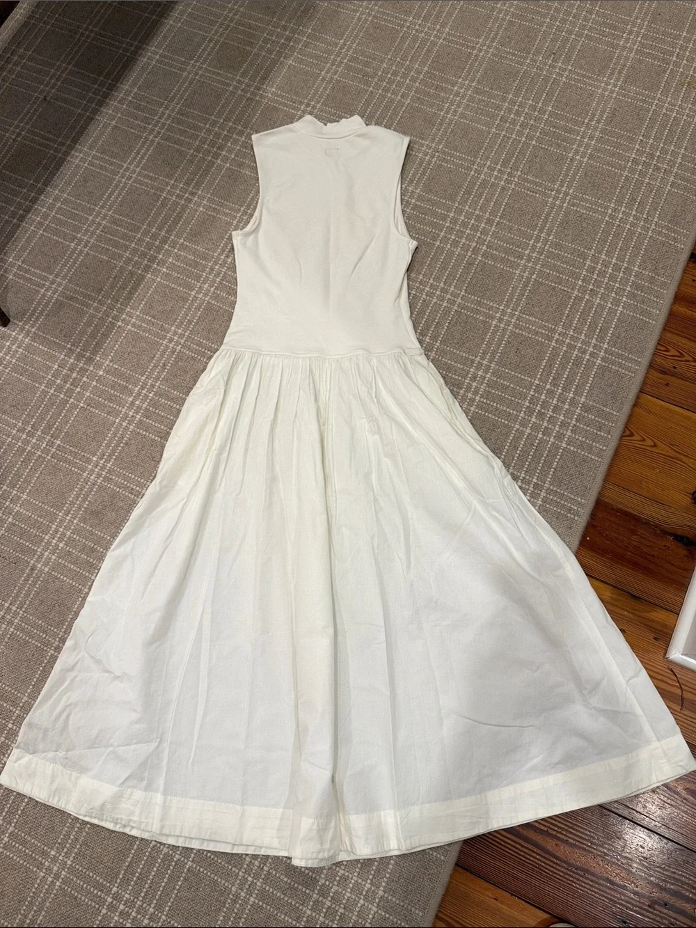 Free People White Sleeveless Mock-Neck Midi Dress